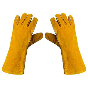 Vente en gros Gants de soudage de sécurité en cuir de vachette jaune de 12 pouces Conception la plus populaire Gants de travail de soudeur à manchette longue et robuste - Product Image 2