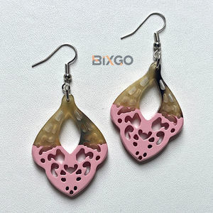 Pendientes de cuerno de Búfalo en forma de lágrima Vintage hechos a mano de Vietnam medio laca carmesí personalizado al por mayor accesorio de moda regalo - Product Image 4