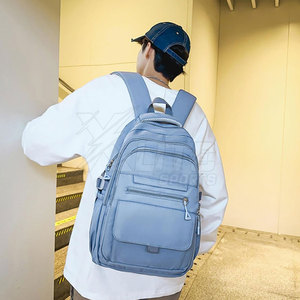 Sac à dos scolaire décontracté de style moderne, imperméable, avec fermeture éclair, coutures durables, grande capacité, ceinture à coussin d'air pour livres et ordinateur portable - Product Image 3