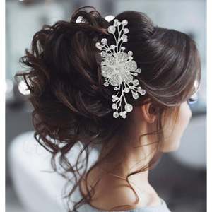 Apurva <b>Silver</b> Plated Austrian Stone Hair <b>Brooch</b> 1502067-Elegant Hair Accessory - Product Image 1