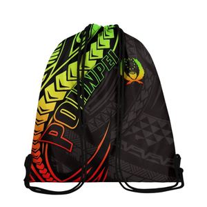 Dropshipping Sac à dos personnalisé PVC imperméable sans BPA avec cordon de serrage Polynésie Hawaii Islands Printing External Zipper Layer Gym - Product Image 2