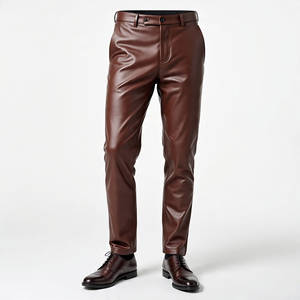 100% cuir véritable vêtements d'extérieur pour hommes coupe régulière pantalon confortable 2025 vente en gros en plein air mode pantalon en cuir de mouton hommes - Product Image 4