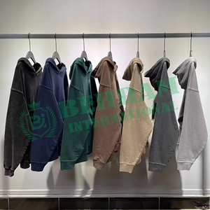 Vente en gros de sweats à capuche personnalisés en molleton uni/éponge française 100% coton, coupe classique, avec logo sur le devant, vêtements - Product Image 6