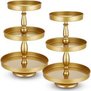 3 <b>Tier</b> Brass Gold Finished Round <b>Cake</b> <b>Stand</b> for Wedding Birthday Party <b>Cake</b> Serving Tray Snacks and Pastry Display <b>Stand</b> - Product Image 1
