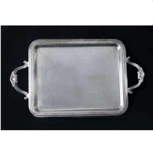 Plateau alimentaire rectangulaire en acier inoxydable avec une finition argentée élégante, parfait pour servir de grands desserts dans la cuisine ou la salle à manger. - Product Image 3