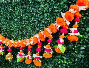 Mogra flor artificial Toran Bandhanwar puerta colgante Mandir decoración indio telón de fondo Pooja compromiso Diwali Decoración - Product Image 2