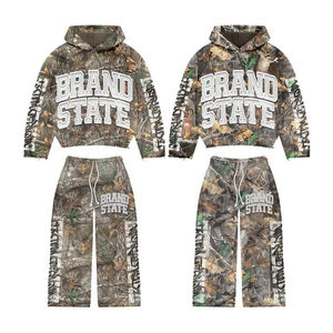 Nuevo diseño de gran tamaño Boxy Fit hombres chándal Casual Streetwear al por mayor personalizado Rhinestone Flayer Pent con cremallera sudaderas con capucha - Product Image 4