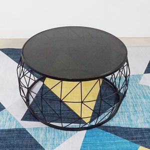 SFBT025 Industrial Design <b>Sofa</b> <b>Table</b> with Durable Tempered Glass Black Iron Frame and Black Glass Top - Product Image 2