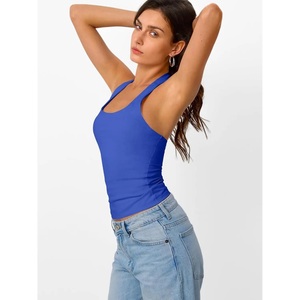 Short Sleeveless Halter Neck Tank <b>Top</b> with Front Logo Breathable Custom Color for Gym <b>Top</b> Vest For Gym And Beach <b>Walk</b> - Product Image 3