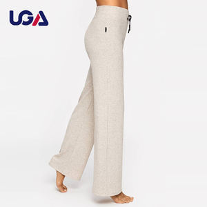 UGA nuovo arrivo inverno accogliente pantaloni comodi maglione lavorato a maglia pantaloni larghi aderenti pantaloni Casual donna 2 pezzi pantaloni da salotto in cotone organico - Product Image 5