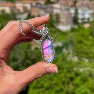 925 Sterling Silver Wire Wrapped Purple Labradorite Gemstone Collier Pendentif Unique Handmade Healing Jewelry - Product Image 2