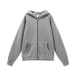 Service OEM Vente en Gros Sweat à Capuche d'Automne pour Hommes avec Fermeture Éclair 100% Coton de Haute Qualité Poids Lourd Vintage Lavage à l'Acide Surdimensionné Respirant - Product Image 2