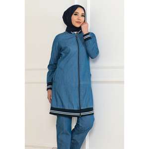 ชุดเซ็ตสองชิ้นผ้ายีนส์สีน้ำเงินเข้มแบบมีริบบิ้น สำหรับผู้หญิง ทรงขาบาน เสื้อลำลองเข้ารูป กางเกงขาสั้นทรงสกินนี่ ไซส์ XS/XXS สำหรับฤดูร้อนหรือฤดูใบไม้ร่วง - Product Image 6