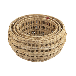 Wholesale Set of 3 Eco-Friendly Water Hyacinth <b>Round</b> Storage <b>Baskets</b> Kitchen Organizer From Vietnam - Product Image 1