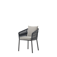 Silla de comedor de aluminio para exteriores con asiento de cuerda de olefina, grado contractual para restaurantes