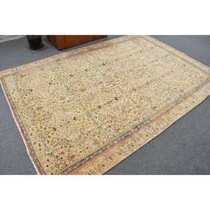 6.1x8.9 ft Rug, Vintage Turkish Large Rug, <b>Yellow</b> <b>Wool</b> Rug - Product Image 2