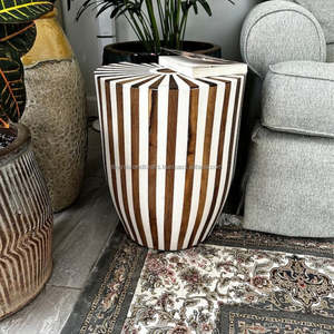 Muebles de sala de estar con incrustaciones de hueso hechas a mano, mesas de tambor para arreglos de sentarse en interiores y exteriores - Product Image 3
