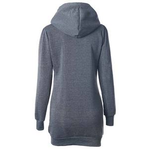 OEM Custom Grey Casual Winter <b>Sweatshirts</b> <b>Long</b> Sleeve Pullover Hoodie <b>Women</b> Sports Wear Slim Fit Canvas Hoodies - Product Image 2