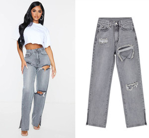 Nuevos pantalones vaqueros azules de lavado medio para mujer, pantalones vaqueros acampanados florales de cintura alta con bordado para mujer, pantalones ajustados informales, gran oferta - Product Image 6