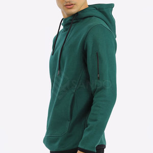 Sudadera Deportiva de Algodón Francés con Capucha Verde para Hombre, Corte Ajustado, Diseño con Bolsillos Estampados, Ropa de Invierno - Product Image 5