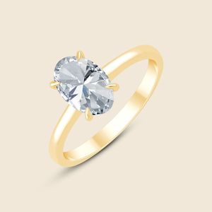 Bague Dusky en or rose 14 carats massif avec diamant de laboratoire taille ovale Aster de 1,00 carat F-VS, cadeau d'anniversaire de mariage - Product Image 2