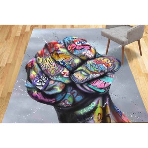 Tapis Graffiti Fist : Art Moderne, Tapis Antidérapant, Tapis Fin Non Tissé - Product Image 3