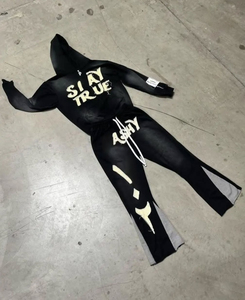 Survêtements en gros personnalisés, lavage à l'acide, grammage lourd, coupe droite, broderie usée, sweat-shirts et pantalons de survêtement - Product Image 2