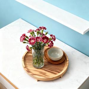 Plateau de rangement et de service rond avec rebord surélevé et base surélevée, parfait pour la décoration de table basse, les réceptions et une présentation élégante. - Product Image 3