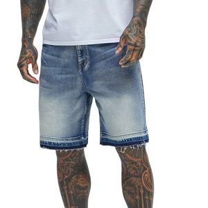 กางเกงยีนส์ขาสั้นผ้าแคนวาสสำหรับผู้ชาย สปอร์ต กันลม โพลีเอสเตอร์/คอตตอน แห้งเร็ว ระบายอากาศ เอวยางยืด แต่งขาดแบบดิสเทรส ตัดต่อผ้า - Product Image 1