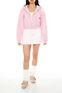 Comprar moda al por mayor estilo Y2K OEM suelta Crop cremallera Sudadera con capucha para mujer Personalizable Draw-String crop elegante Sudadera con capucha para mujer - Product Image 3