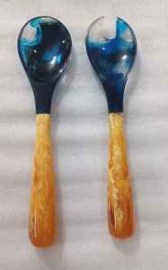 Ensemble de cuillère et de fourchette à salade en résine de qualité supérieure - Vaisselle de fête moderne et luxueuse, écologique et lavable au lave-vaisselle - Product Image 2