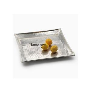 Plateau de service d'aliments martelés en aluminium de la plus grande qualité, couleur argent, plateau de service aux dates de dessert au prix le plus bas - Product Image 6