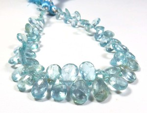 Cuentas de Piedra Preciosa de Apatita Azul 100% Natural de Alta Calidad, 6-10 mm, Hilo de 7 Pulgadas, Facetadas en Forma de Pera, 60 Quilates para Joyería - Product Image 2