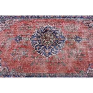 Tapis de 5,5 x 8,7 pieds, grand tapis vintage, tapis à fleurs rouges - Product Image 5