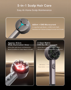 Venta al por mayor inteligente masajeador de cabeza eléctrico 2 en 1 luz roja masajeador raíz peine aplicador botella - Product Image 6
