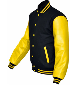 2024 vestes d'université personnalisées pour hommes avec manches vertes blanches tissu en cuir de laine respirant pour l'hiver-veste de baseball Letterman - Product Image 6