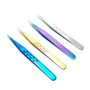 Pinzas de volumen con logotipo personalizado, herramienta de pestañas postizas de visón multicolor dorado y azul, herramienta de belleza de fibra de acero inoxidable - Product Image 1