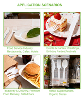 Ensemble de couverts jetables en CPLA de qualité supérieure, 6 pouces, fourchette, cuillère, couteau, compostables, écologiques, pour la restauration
