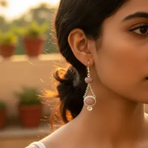 Pendientes de Plata 925 con Ópalo Rosa para Mujer, Joyería de Moda Diaria - Product Image 3