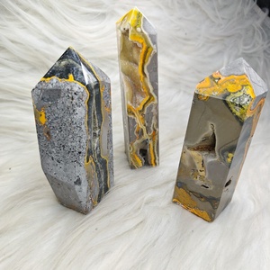 Tour de jaspe abeille naturel, pointe de cristal polie, pierre de guérison, minéral décoratif, vente en gros - Product Image 1