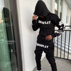 Survêtements pour hommes de haute qualité, personnalisés, vintage, décontractés, en coton, avec patch, délavés au soleil, délavés à l'acide, avec cordon de serrage - Product Image 3