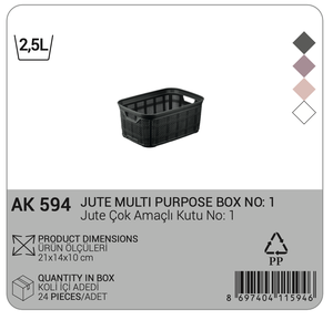 Cesta de almacenamiento multiusos de yute de 2,5 L, contenedor de plástico duradero para el hogar, oficina, cocina, diseño apilable perfecto para organizar - Product Image 2