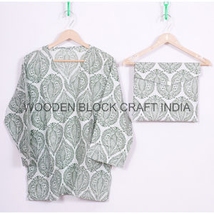 Conjunto de pijama de algodón hecho a mano indio Night Shut para mujer, conjunto de pijama de algodón con estampado Floral, regalos de dama de honor - Product Image 2