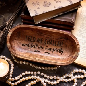 Me Challah and Tell Me I'm Pretty Handmade Bol en bois Hanukkah Gift Hanukah Holiday Decor Jewish Religious - Product Image 5