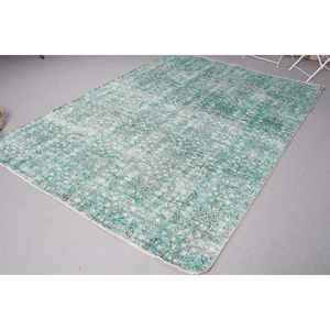 Grand tapis turc vintage 5,6x8,5 pieds, tapis en laine bleue - Product Image 3
