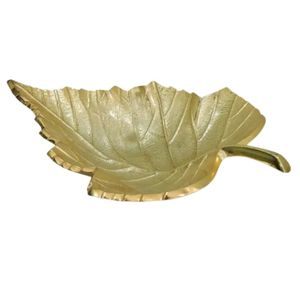 ถาดเสิร์ฟอลูมิเนียมสีทองรูปใบไม้ทรงสี่เหลี่ยมผืนผ้าจานตกแต่งสำหรับใช้ในบ้านเป็นมิตรกับสิ่งแวดล้อม - Product Image 2