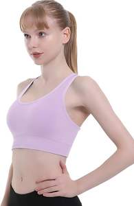 เสื้อชั้นในกีฬาคุณภาพสูง ไซส์ใหญ่ เป็นมิตรกับสิ่งแวดล้อม ขายส่งสำหรับผู้หญิง แบบมีฟองน้ำเสริมทรง ไร้ตะเข็บ สายไขว้หลัง เหมาะสำหรับออกกำลังกายในยิม - Product Image 2