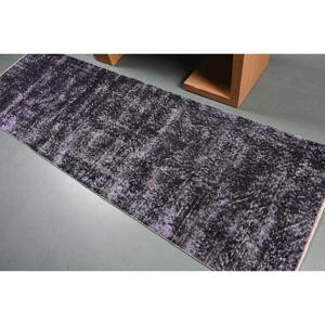 พรมวินเทจ ขนาด 2.8x8.7 ฟุต พรมลายปะติดสีดำ ทำจากขนสัตว์ - Product Image 4