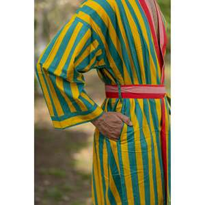 Robe Kimono Bohème en Pur Coton pour Homme, Peignoir de Luxe Géométrique Unisexe, Peignoir de Bain Coupe Décontractée XL, Vêtement d'Intérieur Doux d'Été Réversible - Product Image 5