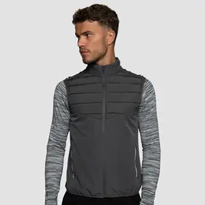 Reflective Branding Full Zip Fastening Jet Grey Mens Gilet Jacket with Easy Access Zipped Pockets and Quilting to Front and Back